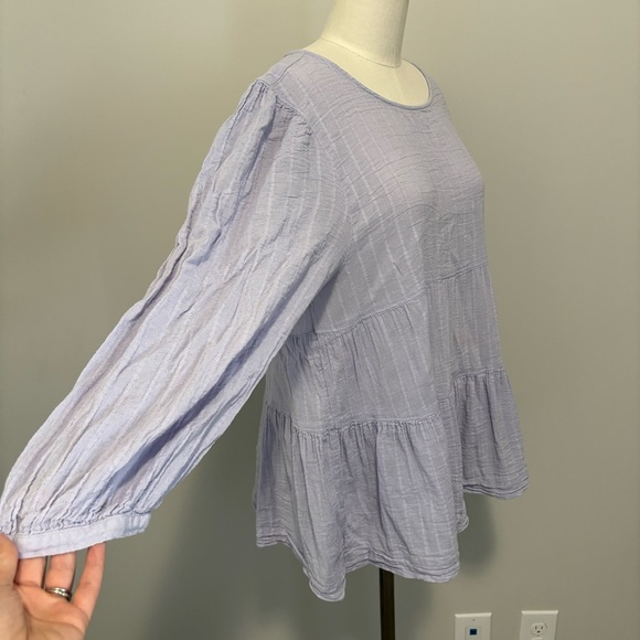American Eagle Babydoll Tiered Open Back Boho Flowy Cotton Top Lilac Purple - Picture 8 of 14